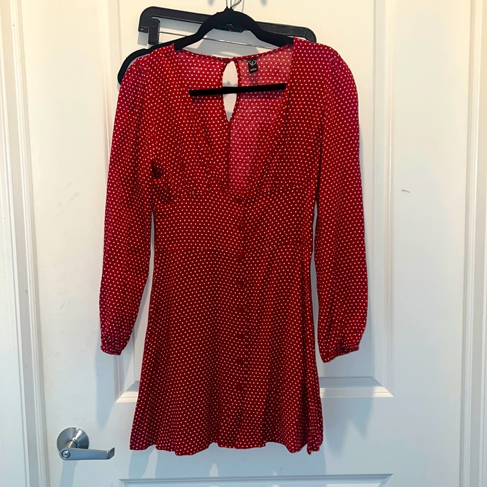 Retro red dress super cute with low cut front